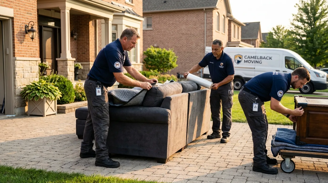 Large estate moving crew wrapping furniture in Camden, AR